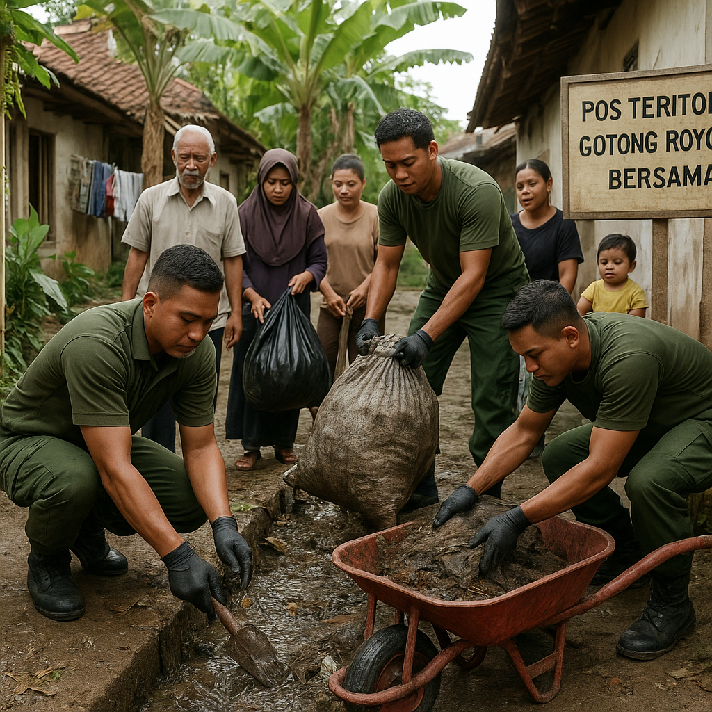 Prajurit TNI Bersihkan Got, Penyakit di Kampung Ini Jadi Luntur