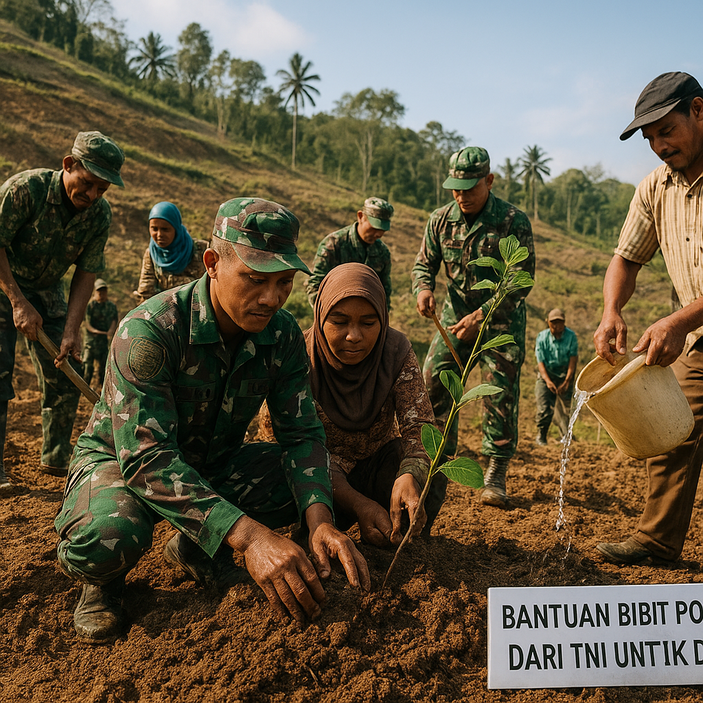 Bantuan Bibit Pohon dari TNI untuk Desa Rawan Longsor