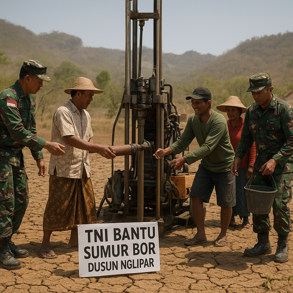 TNI Bantu Bangun Sumur Bor untuk Warga Desa Kekeringan di Gunungkidul
