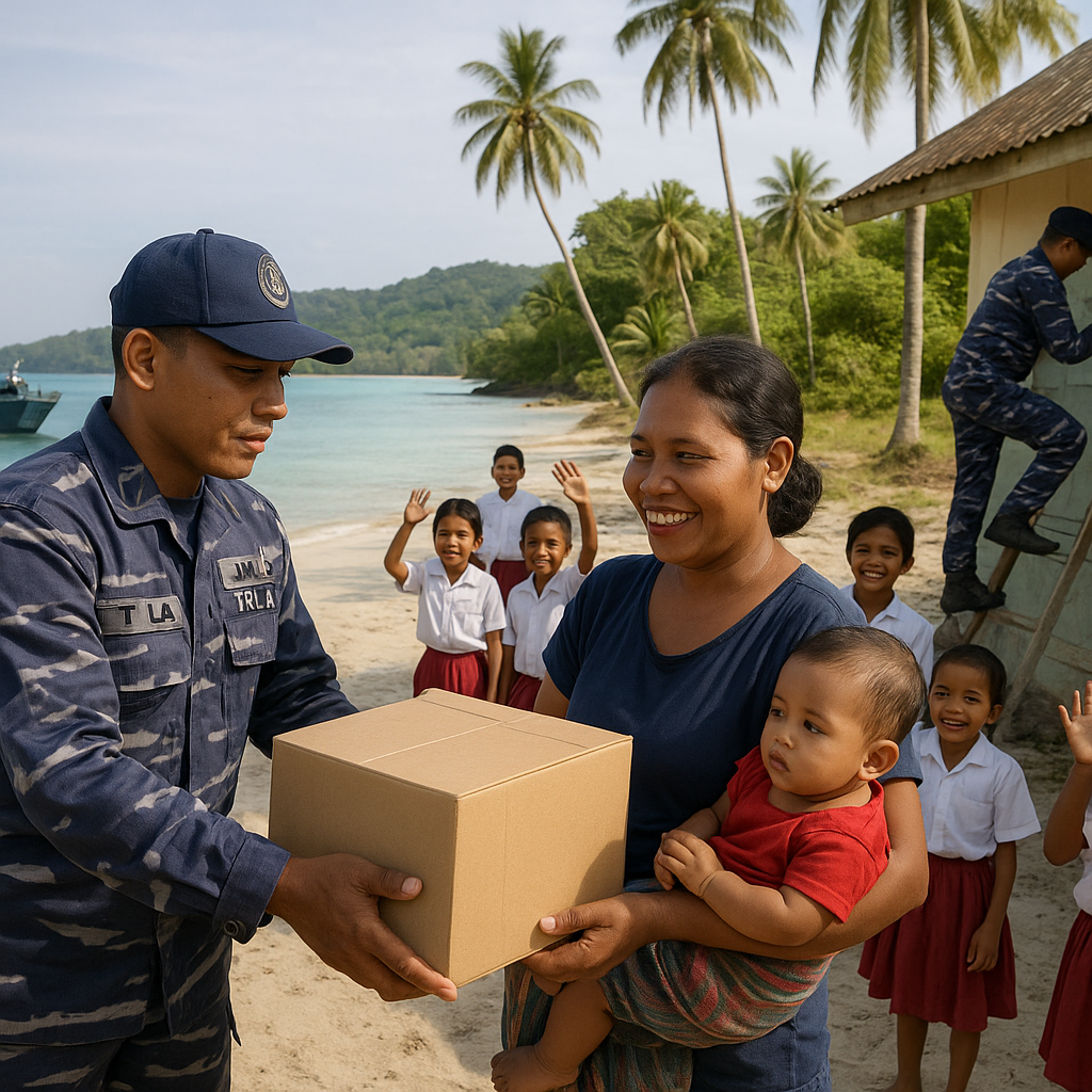 TNI AL Bantu Perbaiki Sekolah dan Bagikan Sembako di Pulau Terpencil Morotai