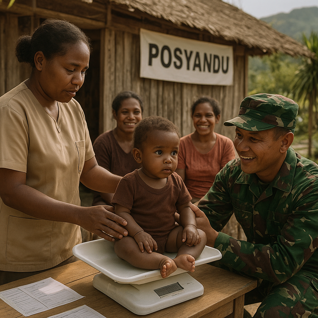 Kegiatan Posyandu Didampingi TNI di Pedalaman Papua, Ibu-ibu Senang Anaknya Diperiksa Gratis