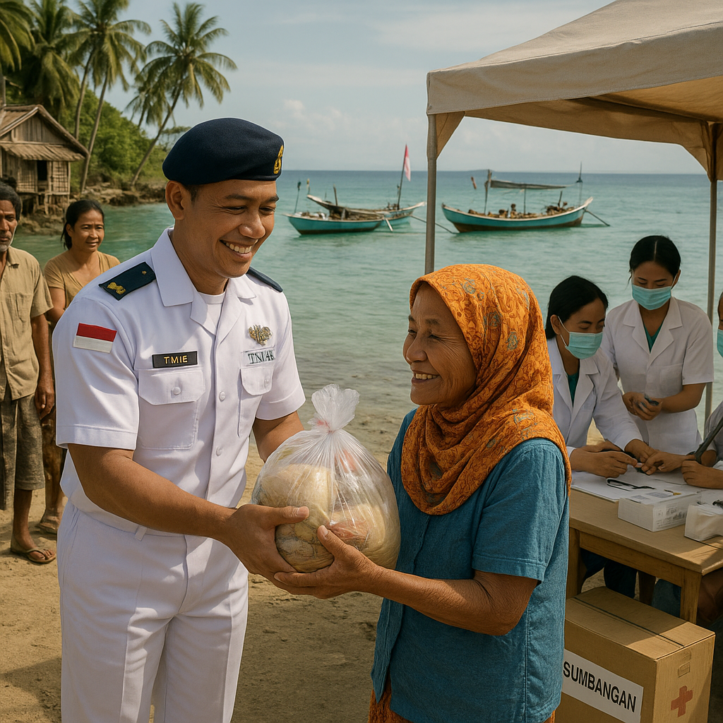TNI AL Bagikan Sembako dan Gelar Pengobatan Gratis untuk Warga Pulau Terpencil di Maluku