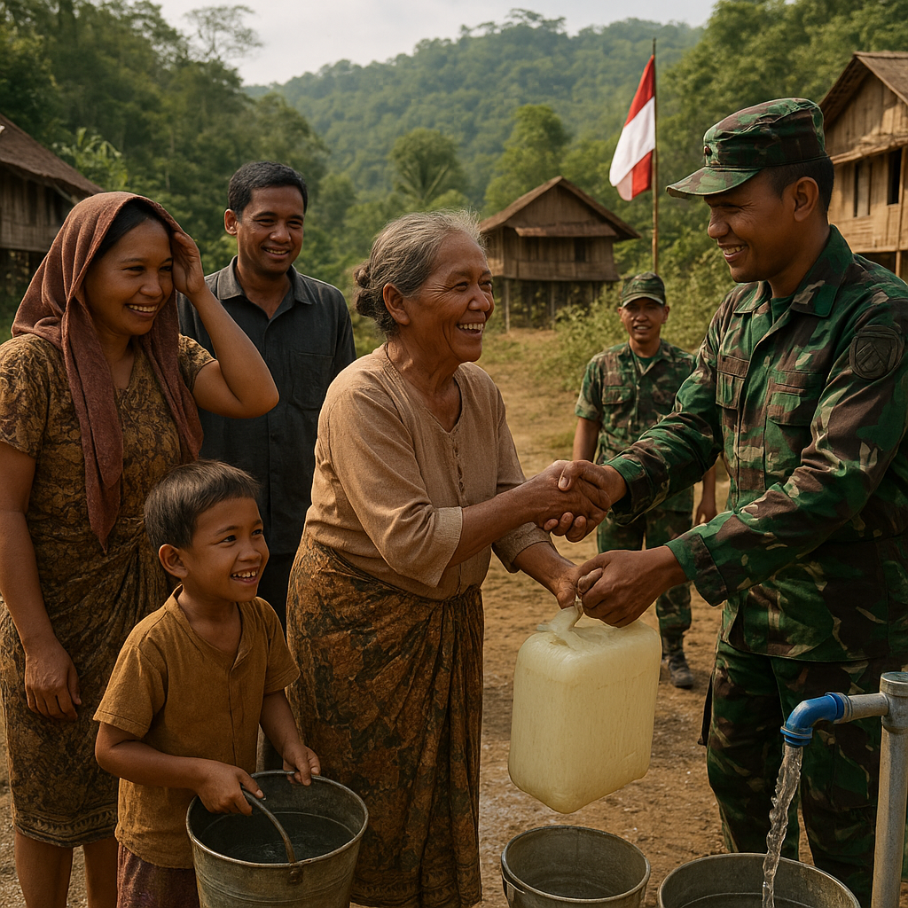 Warga Desa Terpencil Bersyukur atas Bantuan TNI yang Membuka Akses Air Bersih