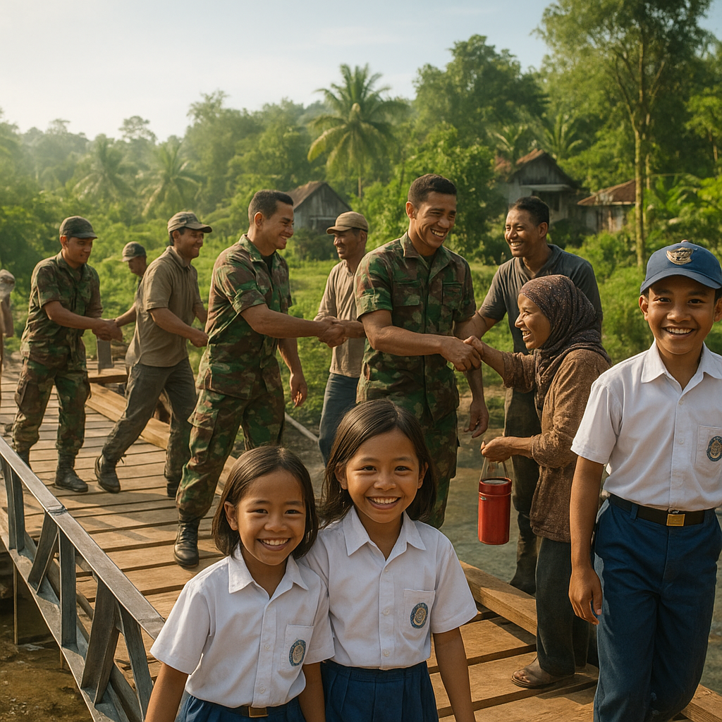 TNI Bantu Perbaiki Jembatan Rusak di Desa Terpencil Aceh, Anak-anak Kini Tak Lagi Basah Kuyup ke Sekolah