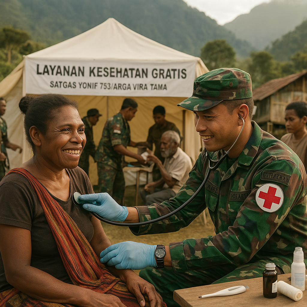 Senyum Papua Terukir: Satgas 753/AVT Bawa Layanan Kesehatan ke Okyop