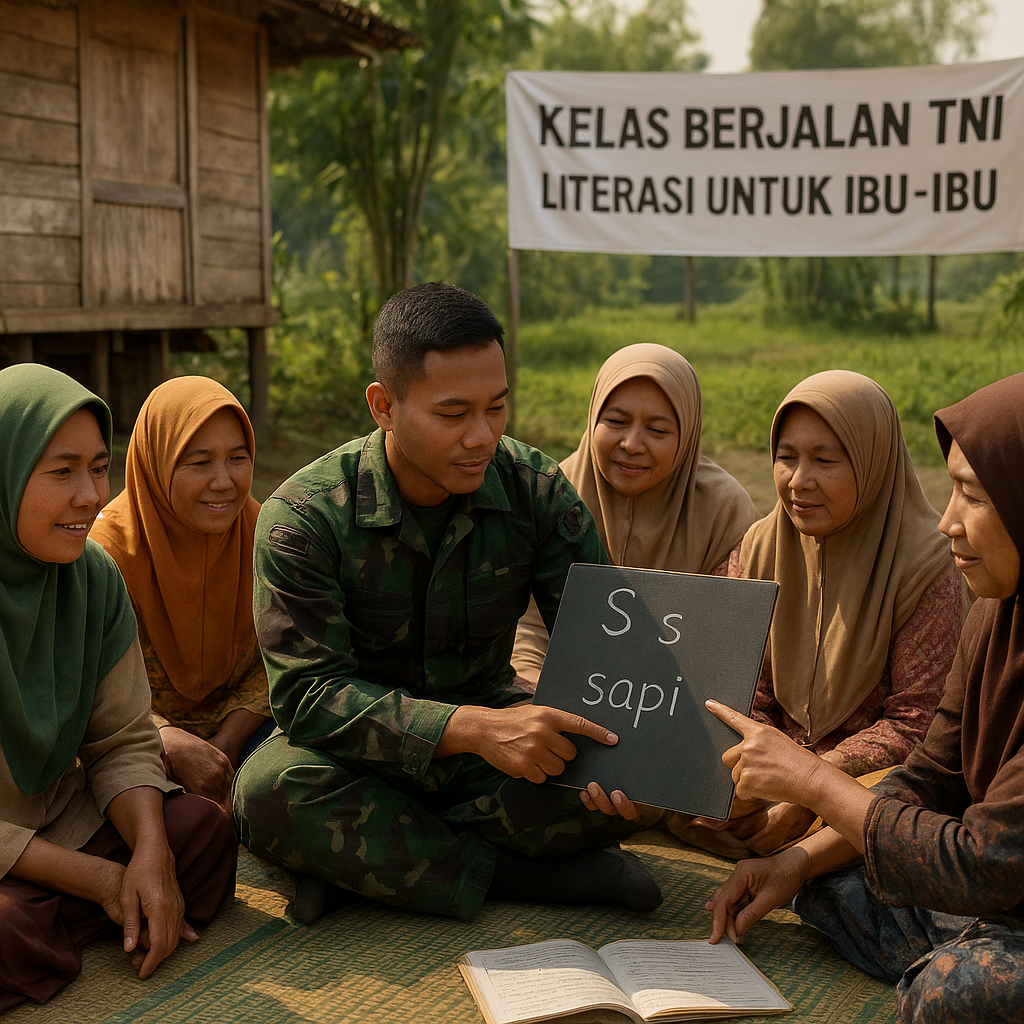 Kelas Berjalan TNI: Mengajar Baca Tulis untuk Ibu-Ibu di Pedalaman Sumatra Selatan