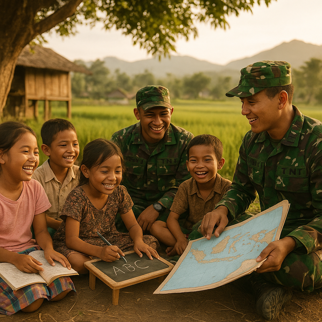 Senyum Anak-Anak di Desa Terpincer Bersama Prajurit TNI