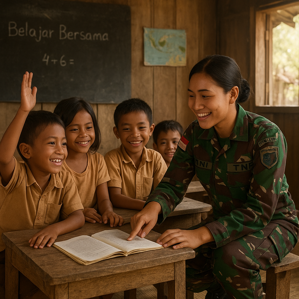 Prajurit TNI Jadi Guru Dadakan di Sekolah Pedalaman