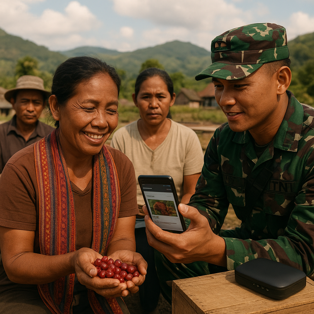 Dari Kebun ke Pasar: TNI Bantu Petani Kopi Flores Jangkau Pemasaran Digital