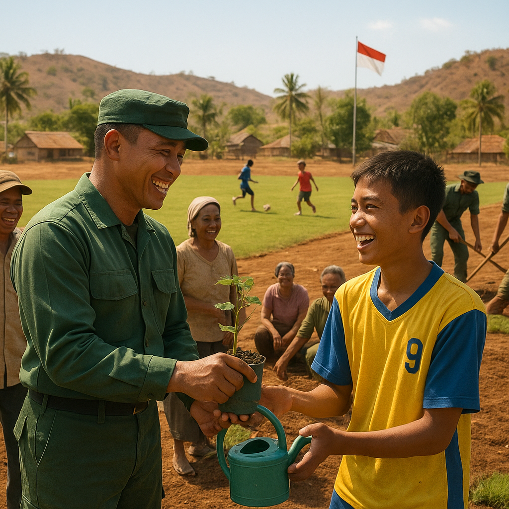 Lapangan Hijau untuk Generasi Emas: TNI Bantu Revitalisasi Lapangan Olahraga Desa di NTT