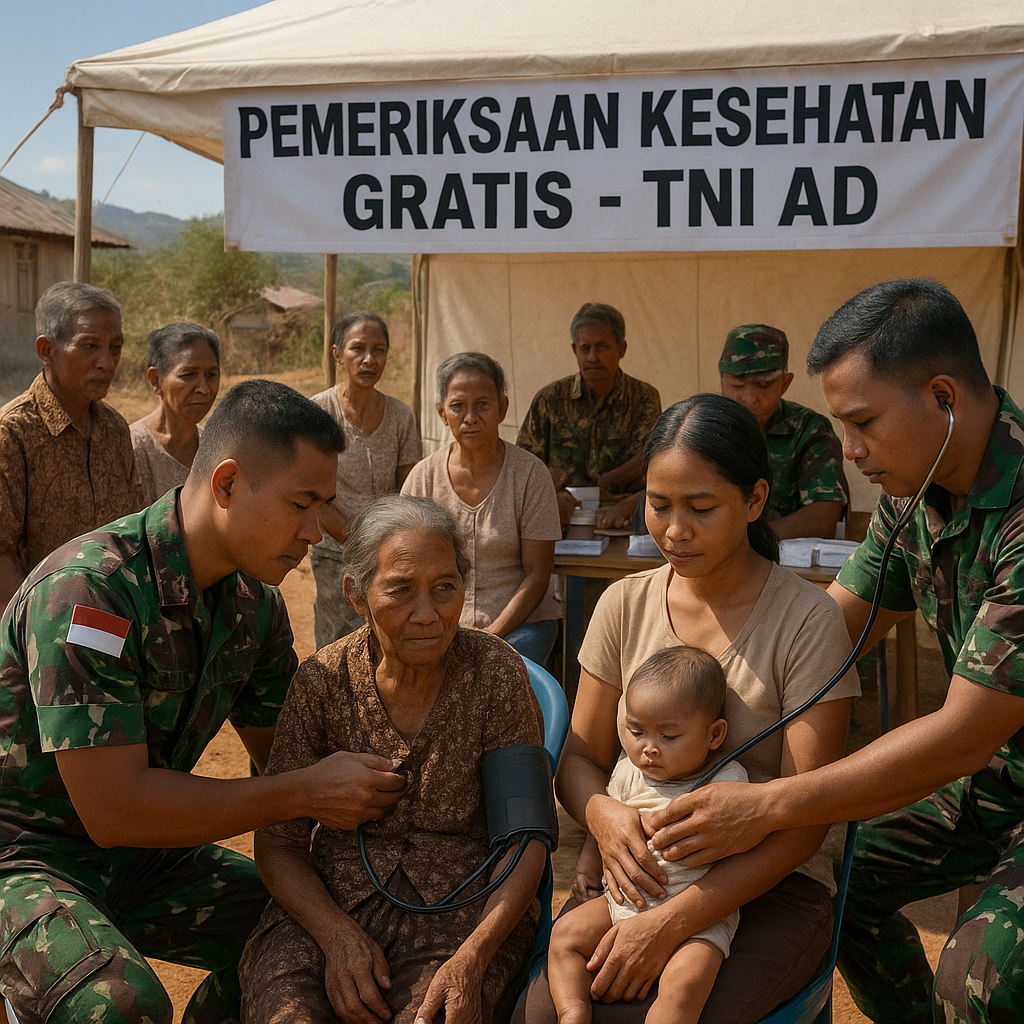 TNI AD Gelar Pemeriksaan Kesehatan Gratis untuk Warga Desa Terpencil di Kupang