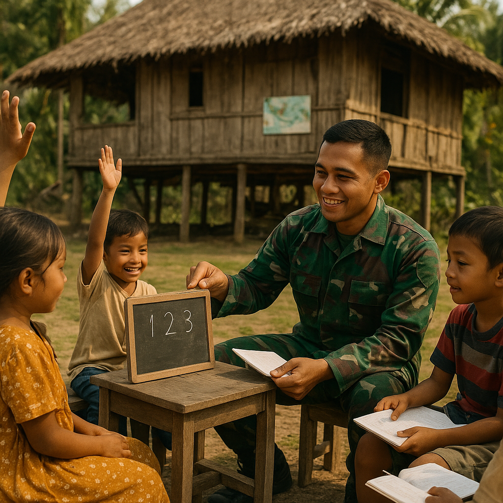 Bintara Pembina Desa di Aceh Jadi Guru Bantu untuk Anak-anak Pelosok