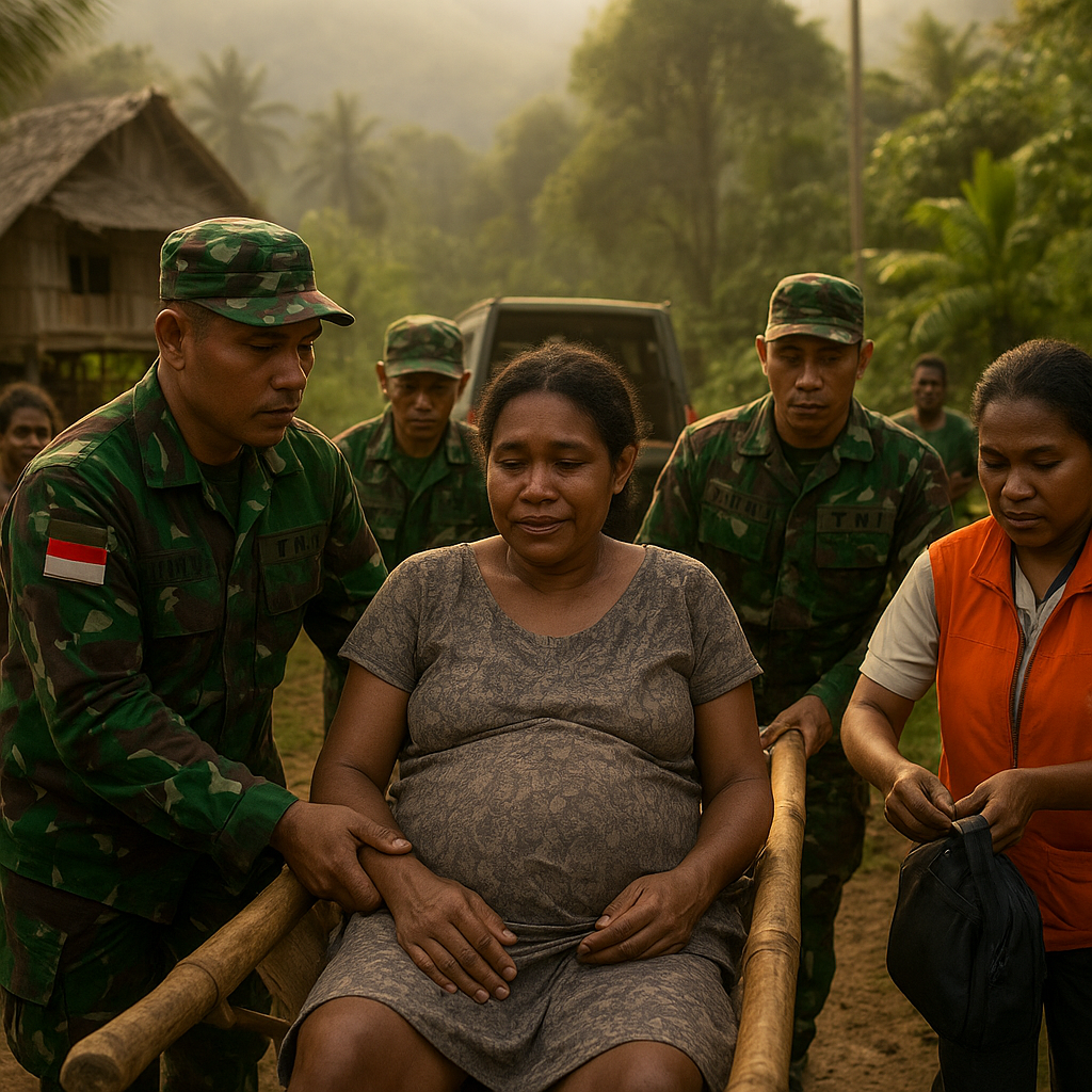Kisah Haru Prajurit TNI Bantu Evakuasi Ibu Hamil dari Desa Terpencil Papua