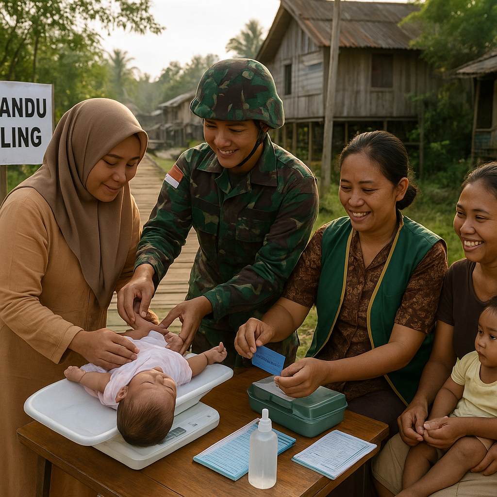 Posyandu Keliling TNI di Perbatasan Kalimantan Diapresiasi Ibu-Ibu