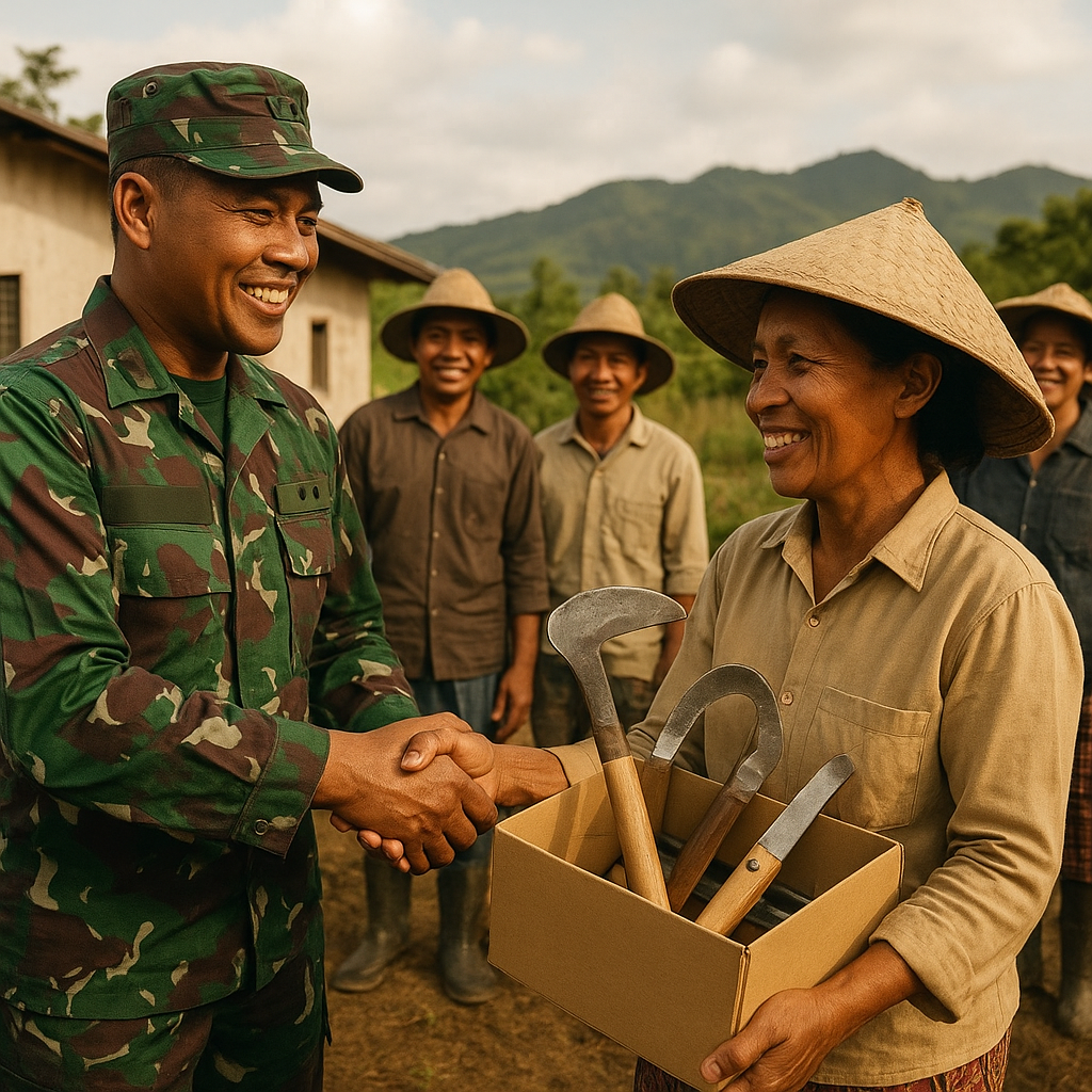 Bantuan Peralatan Kebun dari TNI untuk Petani Desa di Flores