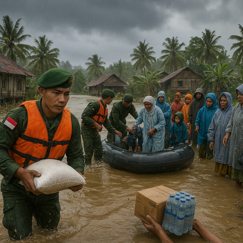 TNI Bantu Warga Pelosok Sulawesi Tengah yang Terisolasi Banjir