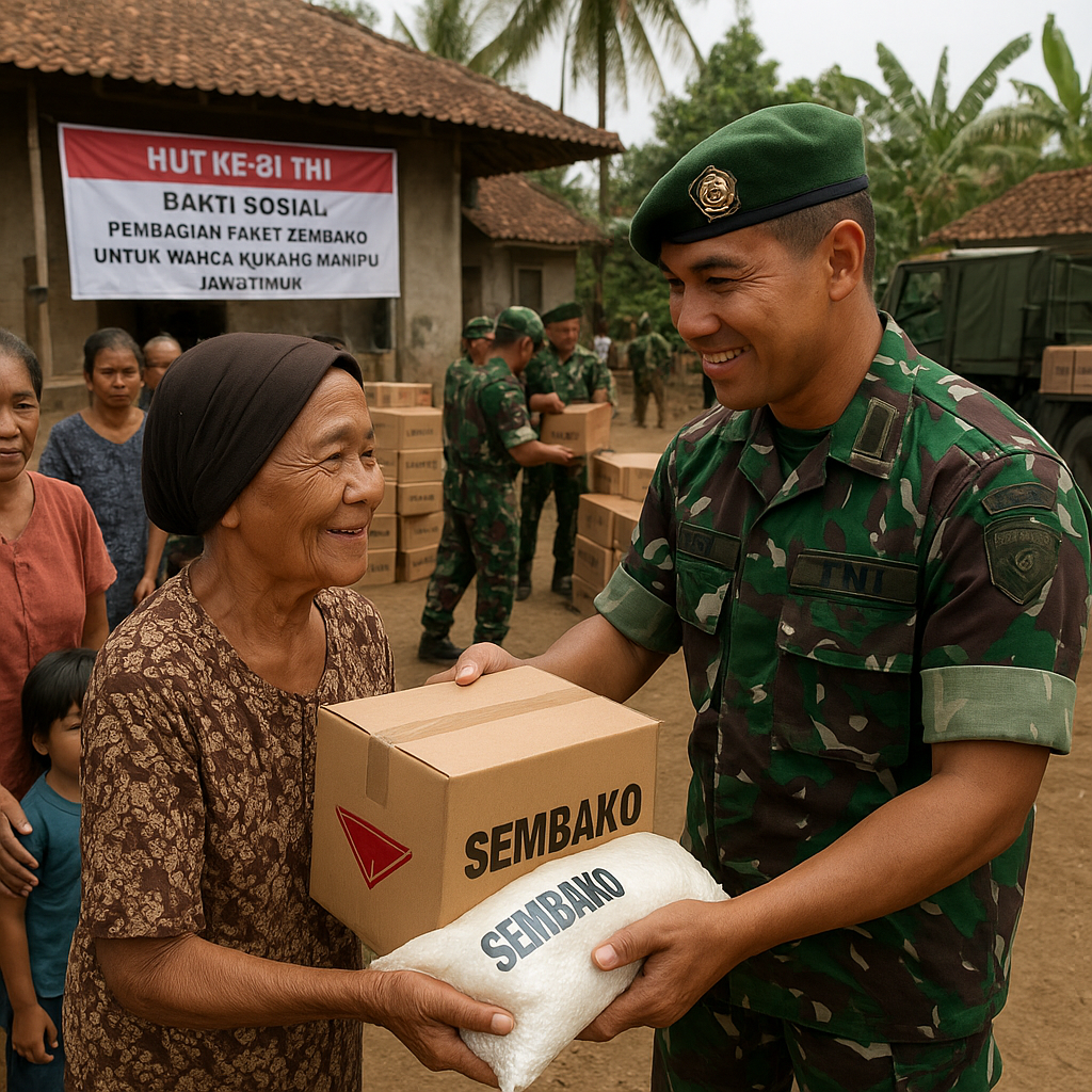 TNI Bagikan Ribuan Paket Sembako untuk Warga Kurang Mampu di Jawa Timur