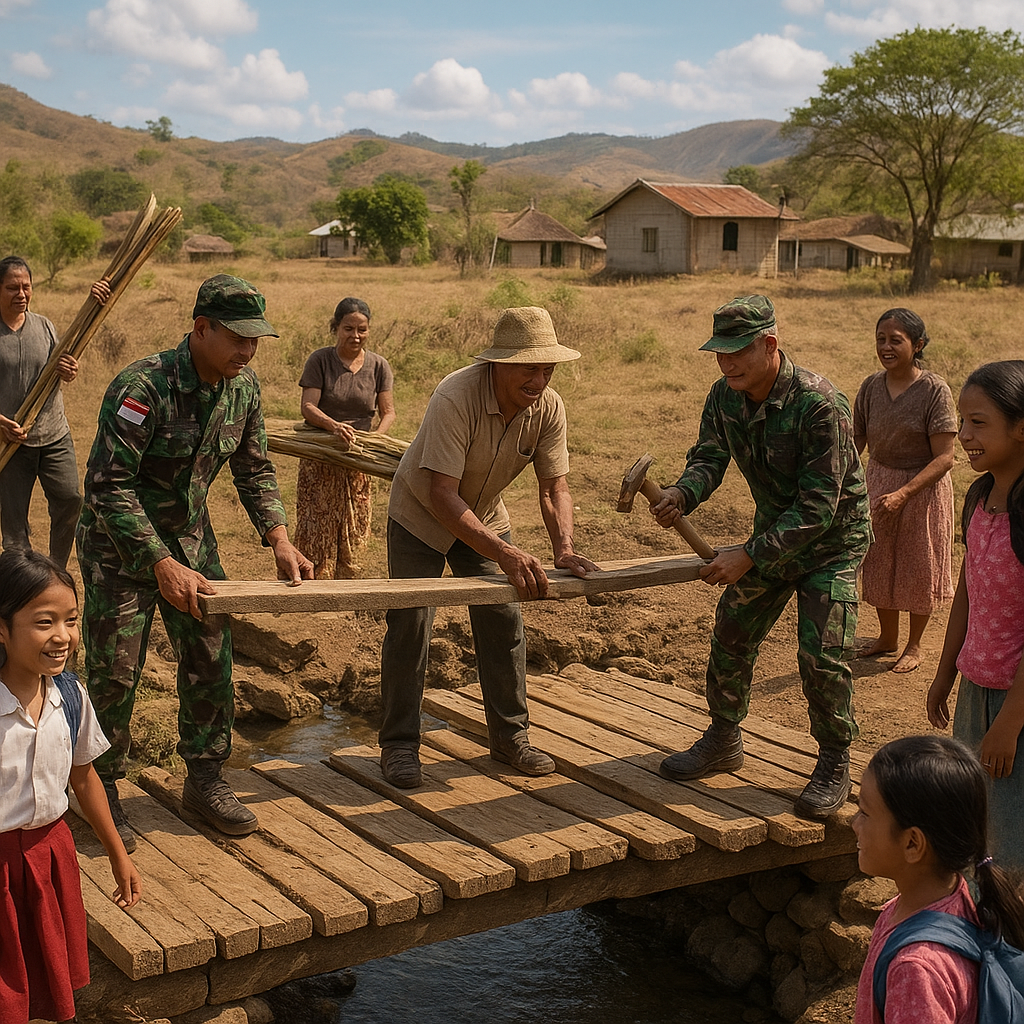 TNI Bantu Perbaiki Jembatan Rusak di Desa Terpencil NTT, Anak Sekolah Kini Tak Lagi Khawatir