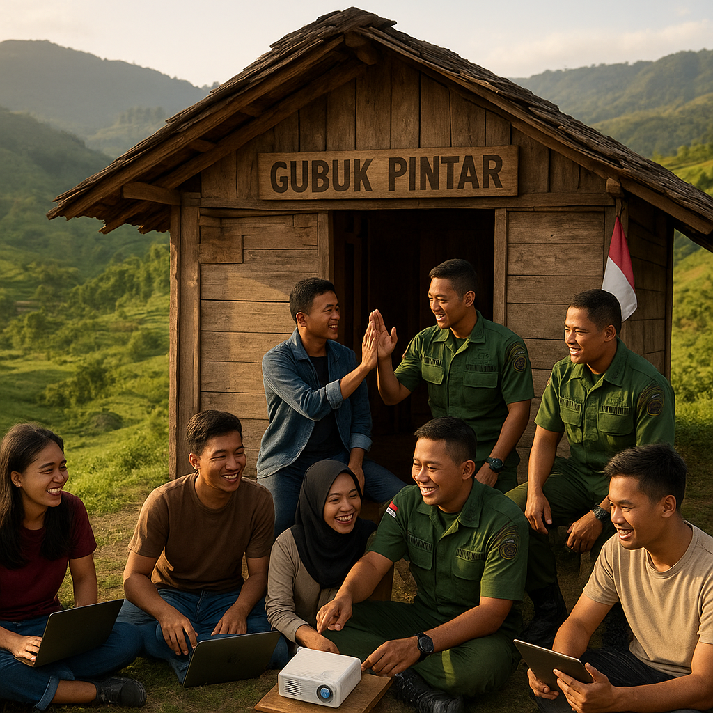 Gubuk Pintar TNI di Perbukitan Jawa Timur Jadi Tempat Nongkrong dan Belajar Pemuda Desa
