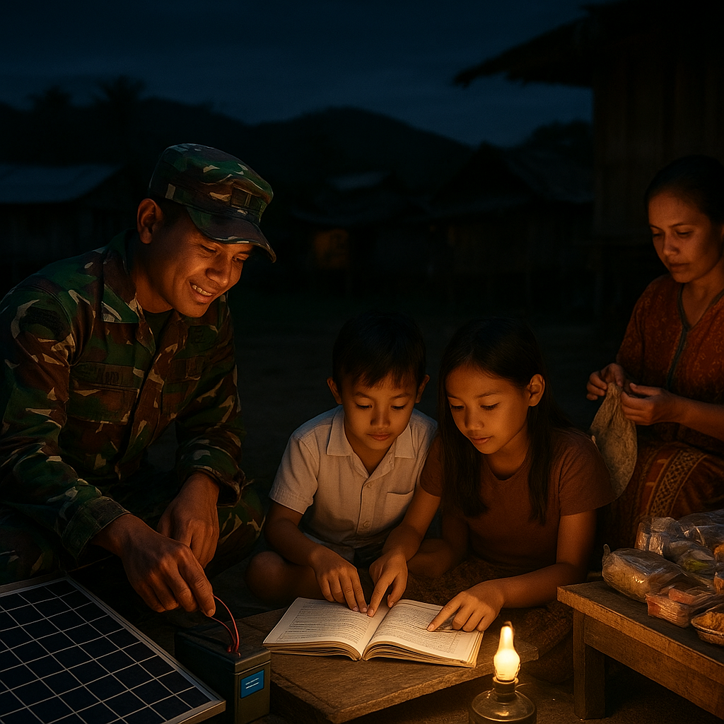 Kilas Pelosok: Listrik Tenaga Surya dari TNI Cerahkan Malam di Desa Tertinggal Sulawesi Barat