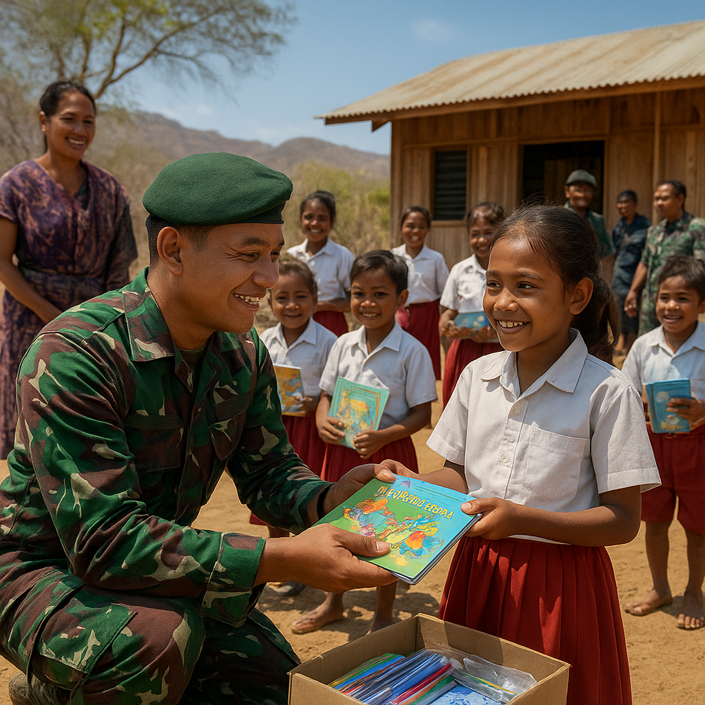 Program 'TNI Mengajar' Hadir di SD Terpencil Nusa Tenggara Timur, Bagikan Buku dan Semangat