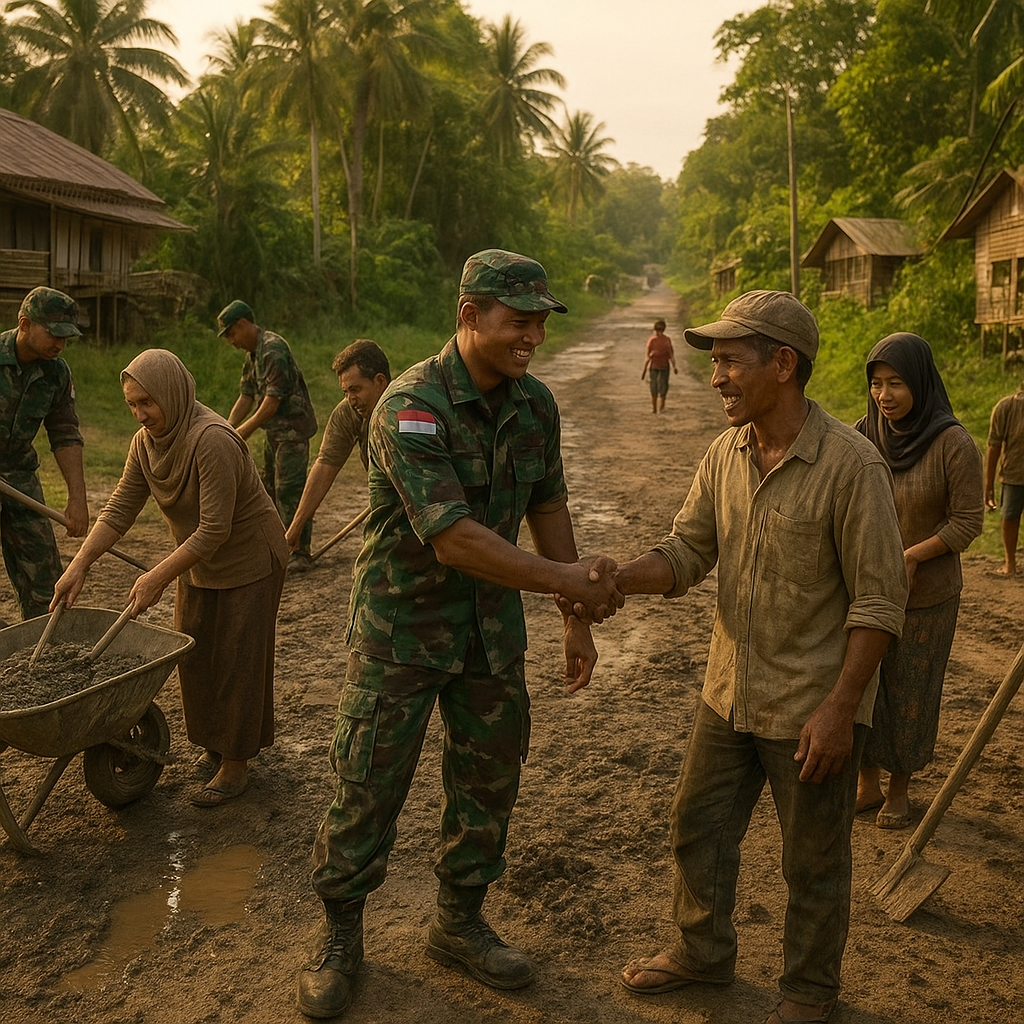 Bantuan TNI untuk Perbaikan Jalan Desa di Kalimantan Barat, Warga Akhirnya Bisa Akses Pasar