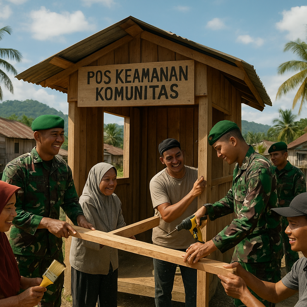 TNI Bantu Warga Desa di Aceh Membangun Pos Keamanan Komunitas