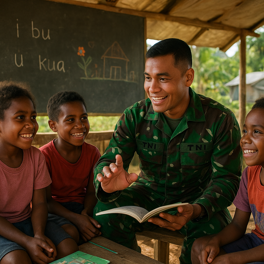 Kisah Hangat: Prajurit TNI Mengajar Anak-anak di Sekolah Darurat Papua