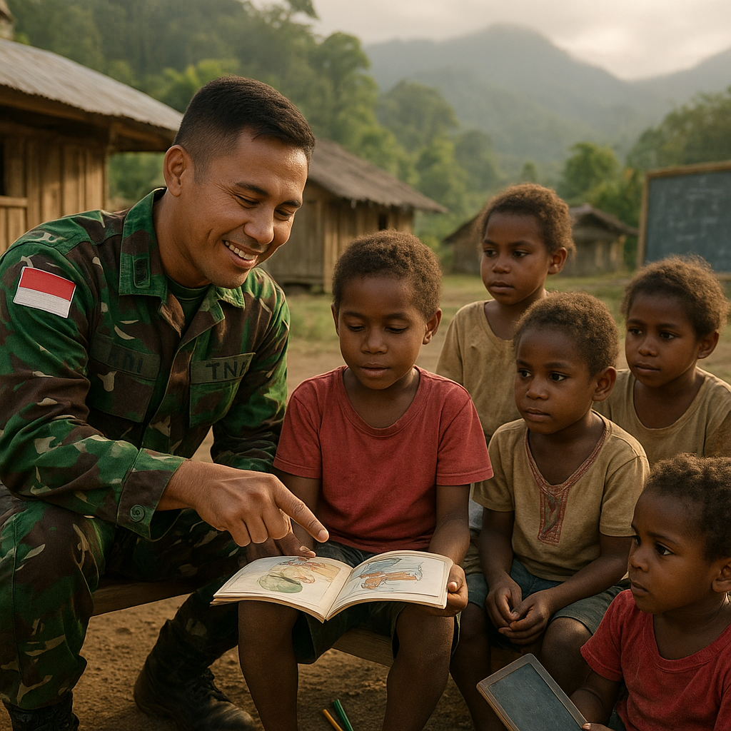 Kisah Prajurit TNI yang Jadi Guru Dadakan untuk Anak-anak di Pedalaman Papua