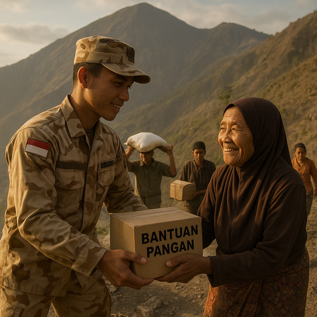 Bantuan Pangan TNI Sampai di Lereng Rinjani, Warga Senyum Lega