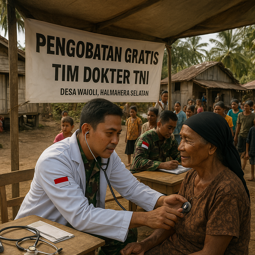 Dokter Prajurit TNI Gelar Pengobatan Gratis di Pelosok Halmahera, Ratusan Warga Antusias Diperiksa