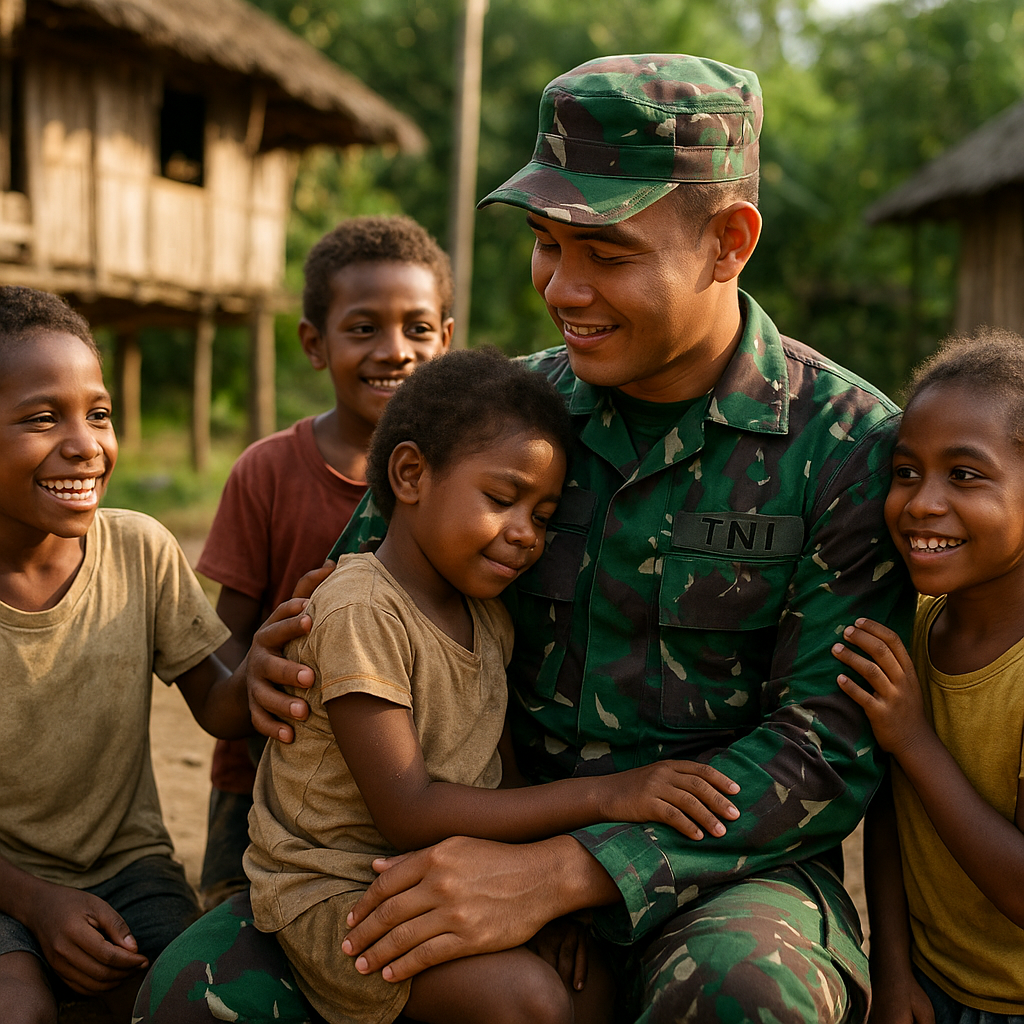 Cerita Kehangatan: Prajurit TNI Menjadi Ayah Asuh untuk Anak di Desa Papua