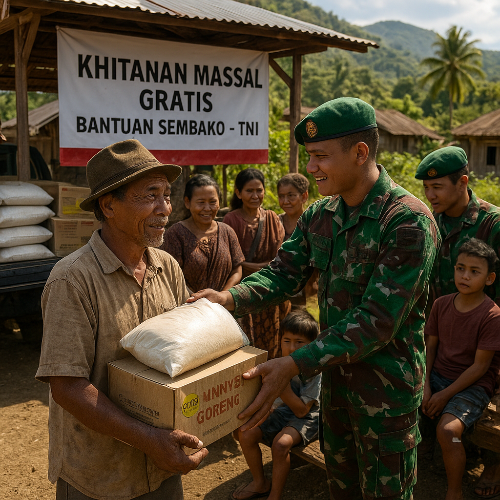 Bantuan Sembako dan Khitanan Massal dari TNI untuk Anak-anak Pelosok di Flores