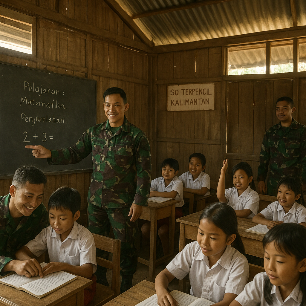 Prajurit TNI Jadi Guru Dadakan di SD Terpencil Kalimantan