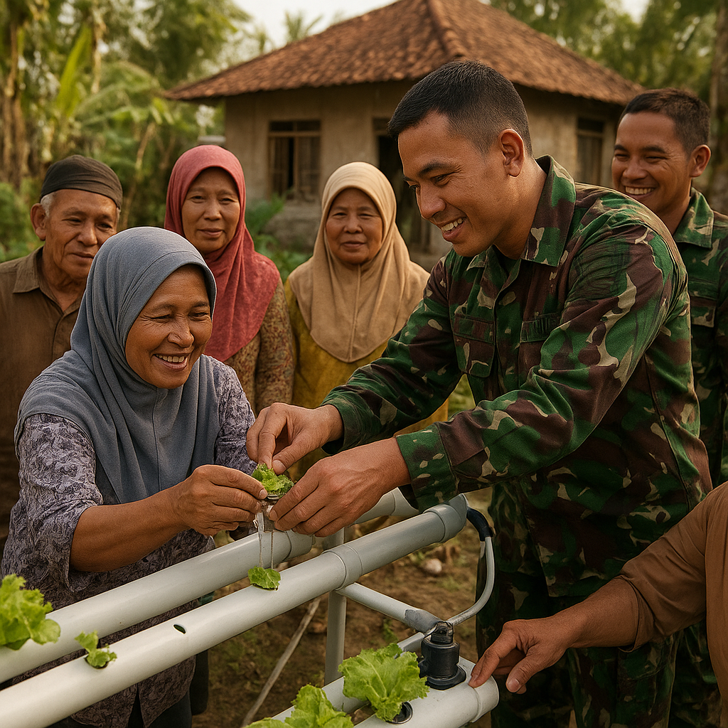 Kebun Sayur Hidroponik TNI Aduk Semangat Warga Desa di Lombok