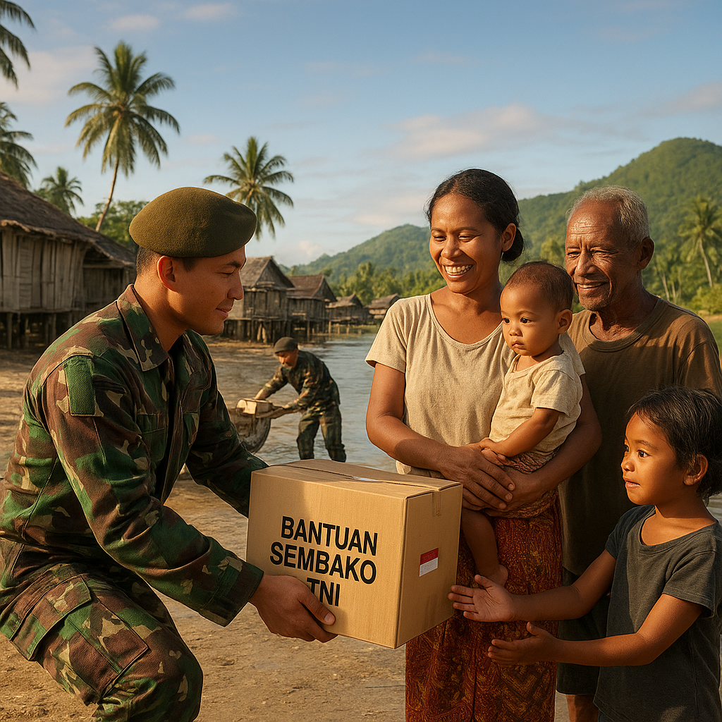 Bantuan Sembako TNI Sampai ke Keluarga Penghuni Pulau Terpencil di Maluku