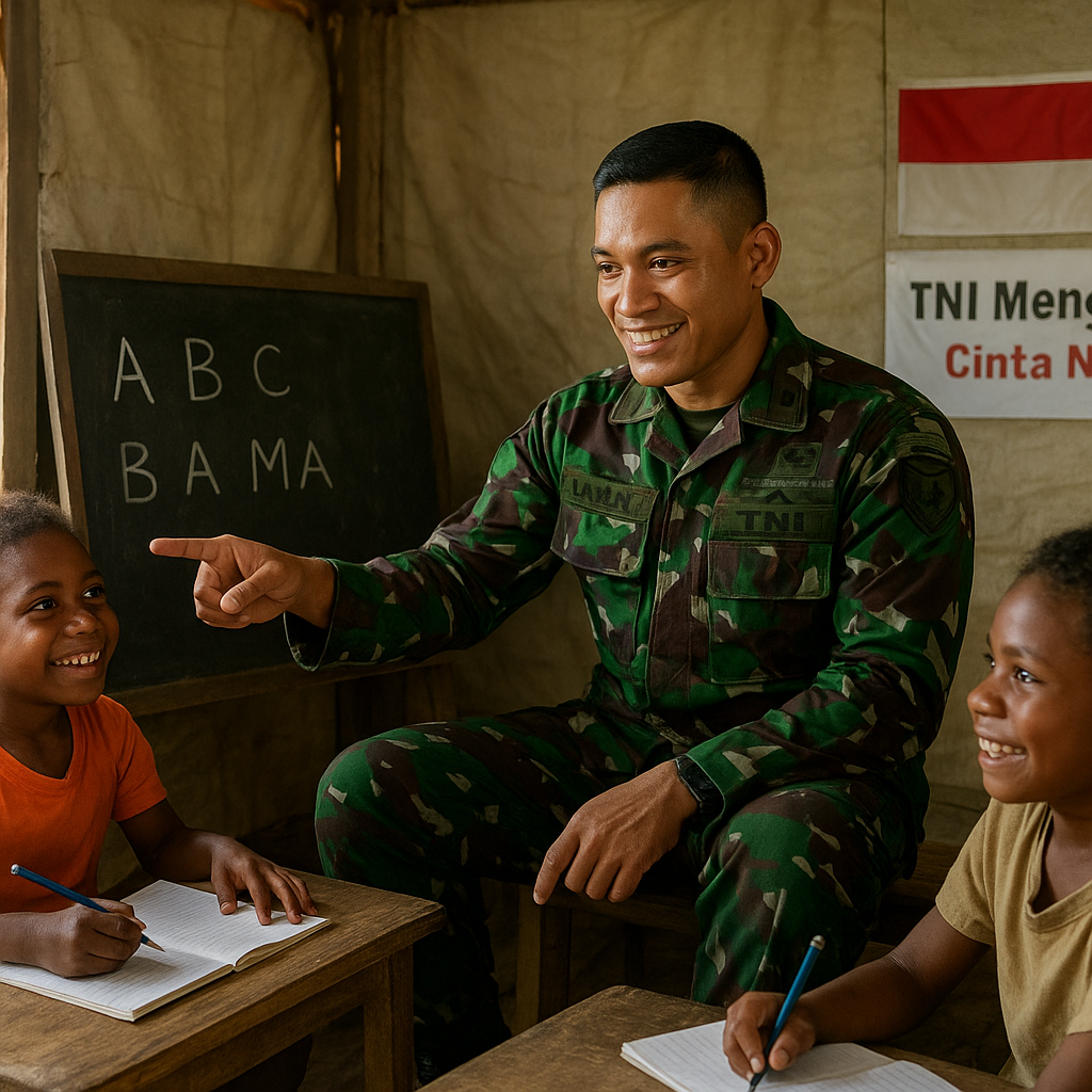 Program 'TNI Mengajar' di Perbatasan Papua: Dari Baca Tulis Hingga Cinta NKRI