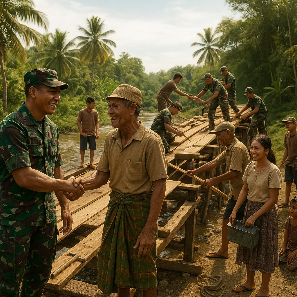 Kisah Hangat Prajurit TNI Perbaiki Jembatan Usang Penghubung Dua Desa di Sulawesi