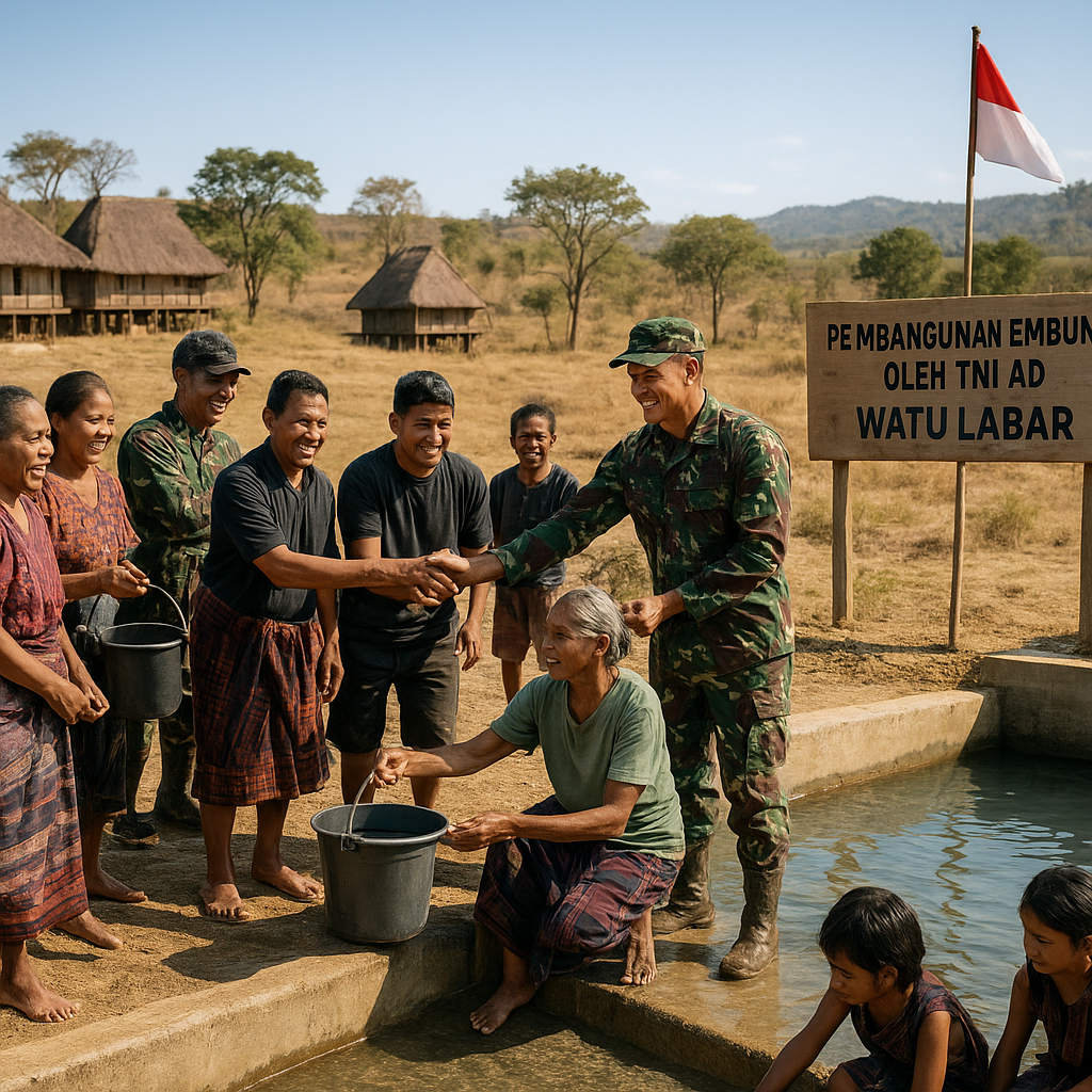 Warga Desa Terpencil di Sumba Barat Rayakan Selesainya Pembangunan Embung Oleh TNI