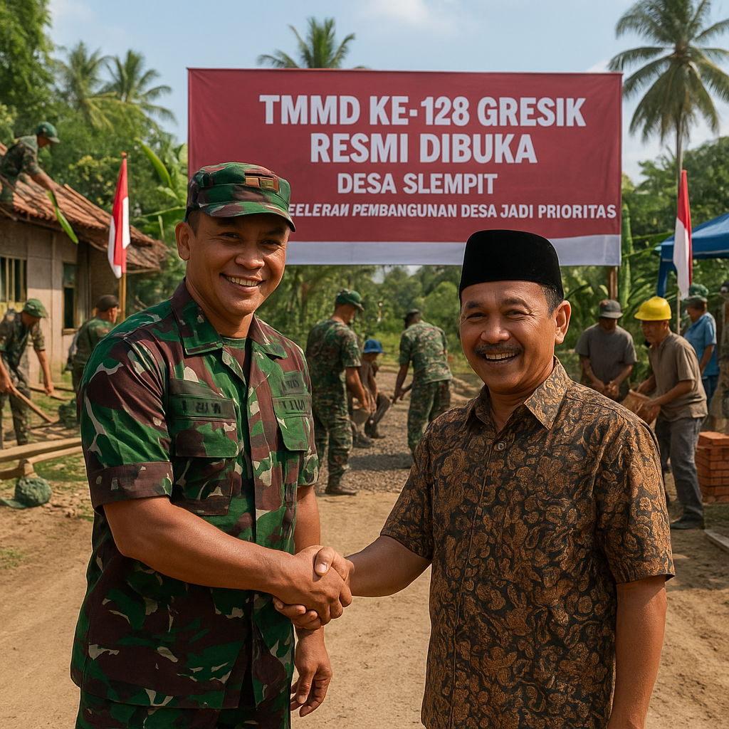 TMMD Ke-128 Gresik Resmi Dibuka, Akselerasi Pembangunan Desa Jadi Prioritas