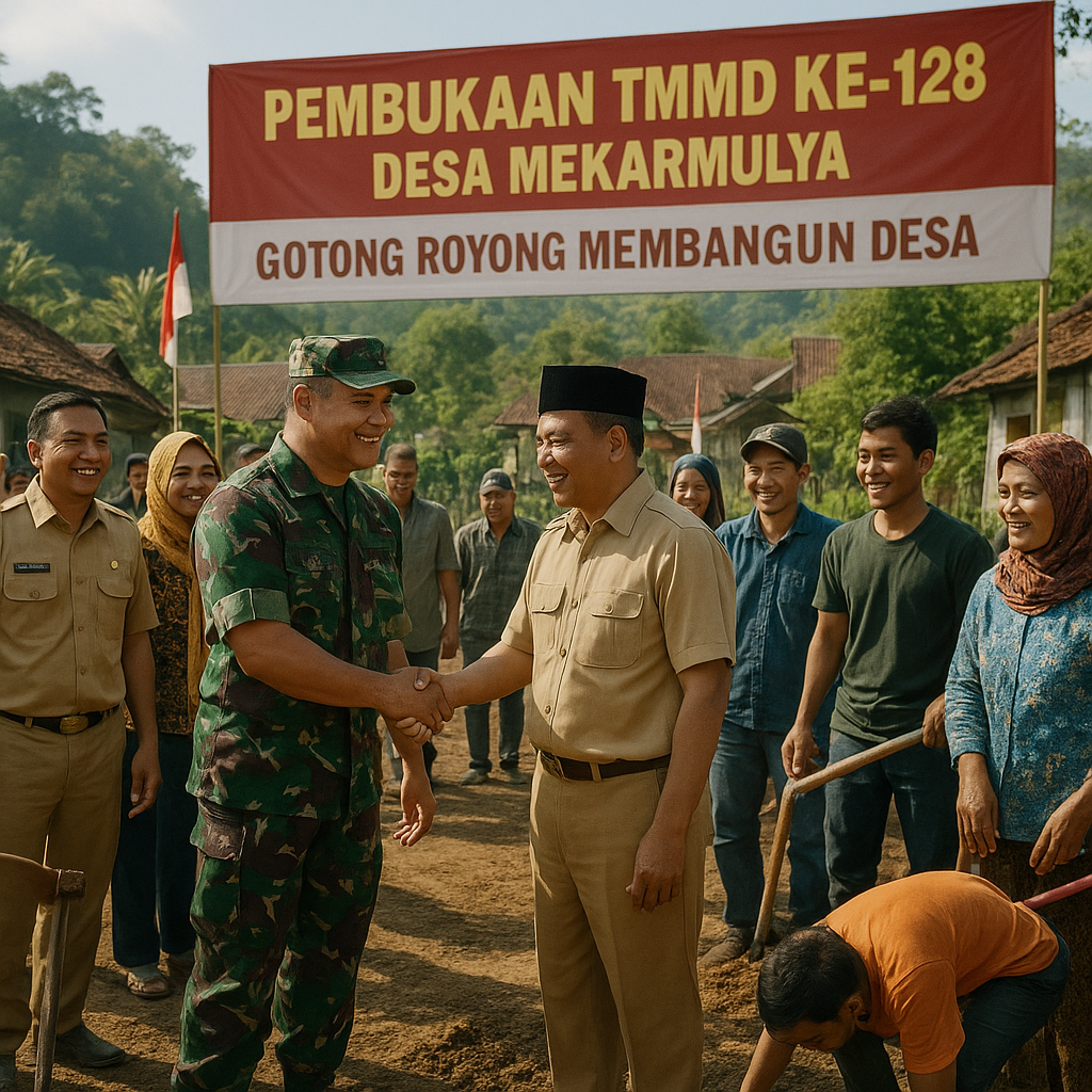 Sinergi di Garut: TMMD ke-128 Dibuka dengan Semangat Gotong Royong untuk Bangun Desa dari Akar Rumput