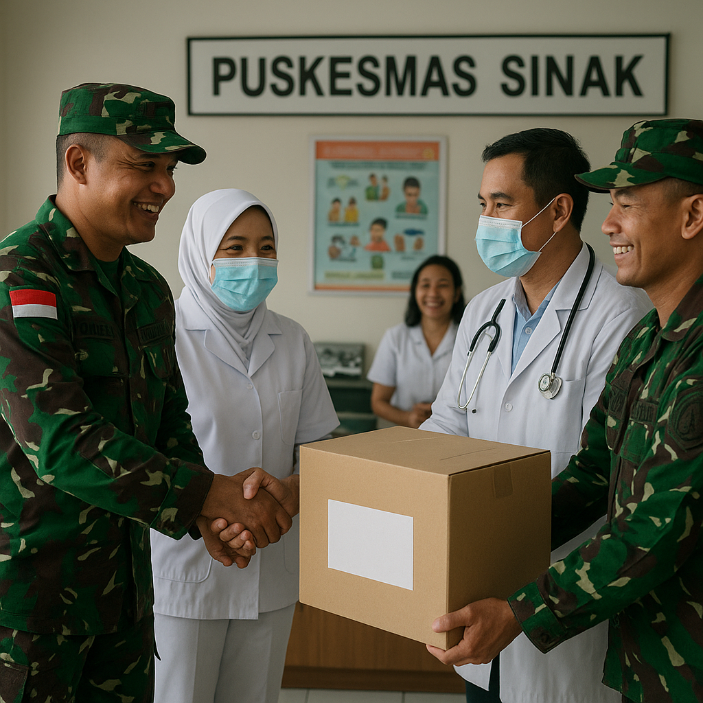 Komsos ke Puskesmas Sinak, Satgas Yonif 621/Manuntung Perkuat Dukungan bagi Tenaga Medis