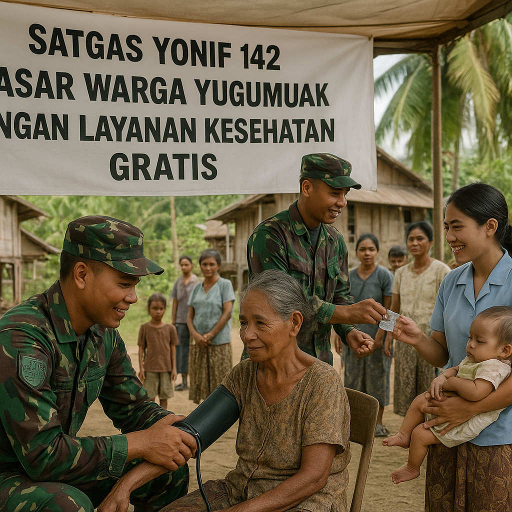Satgas Yonif 142 Sasar Warga Yugumuak dengan Layanan Kesehatan Gratis
