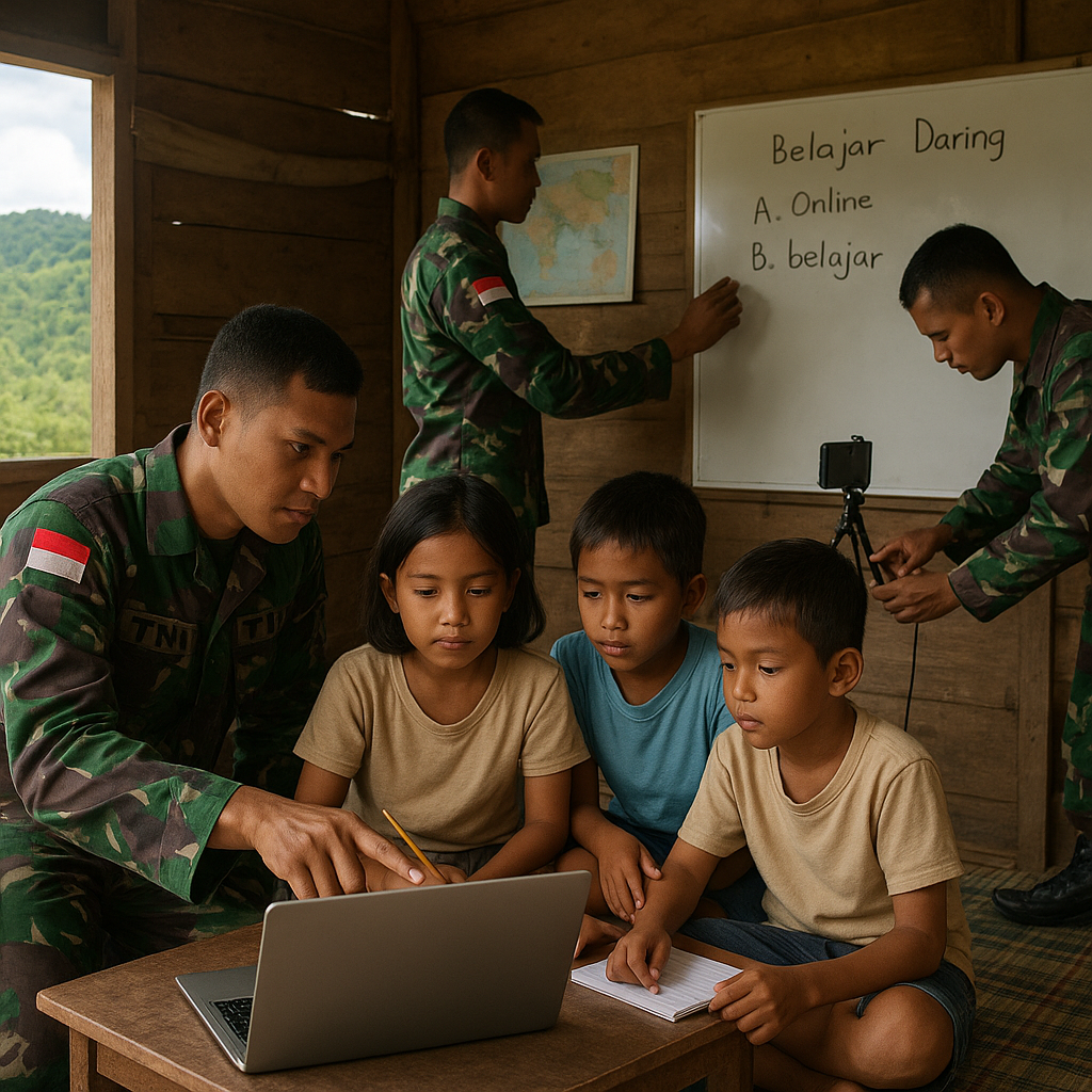 Prajurit TNI Jadi Guru Dadakan, Bantu Anak-Anak Pelosok Sulawesi Belajar Daring