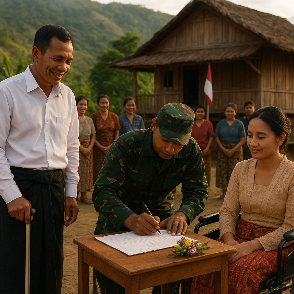 Cerita Kehangatan: Saat Prajurit TNI Jadi Saksi Nikah Pasangan Difabel di Pedalaman