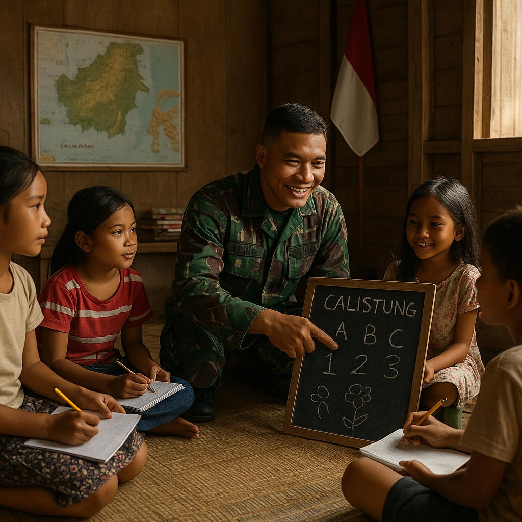 Kisah Prajurit TNI Jadi 'Guru Dadakan' untuk Anak-anak Perbatasan di Kalimantan