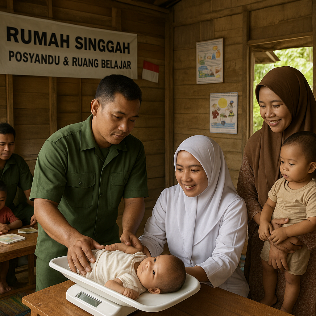 Dari Rumah Singgah hingga Posyandu: Prajurit TNI Perkuat Kesehatan Ibu dan Anak di Perbatasan
