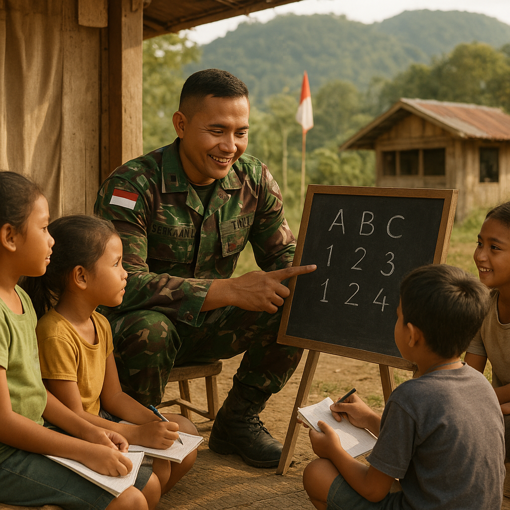Kisah Prajurit TNI yang Jadi Guru Sukarela untuk Anak-anak di Perbatasan