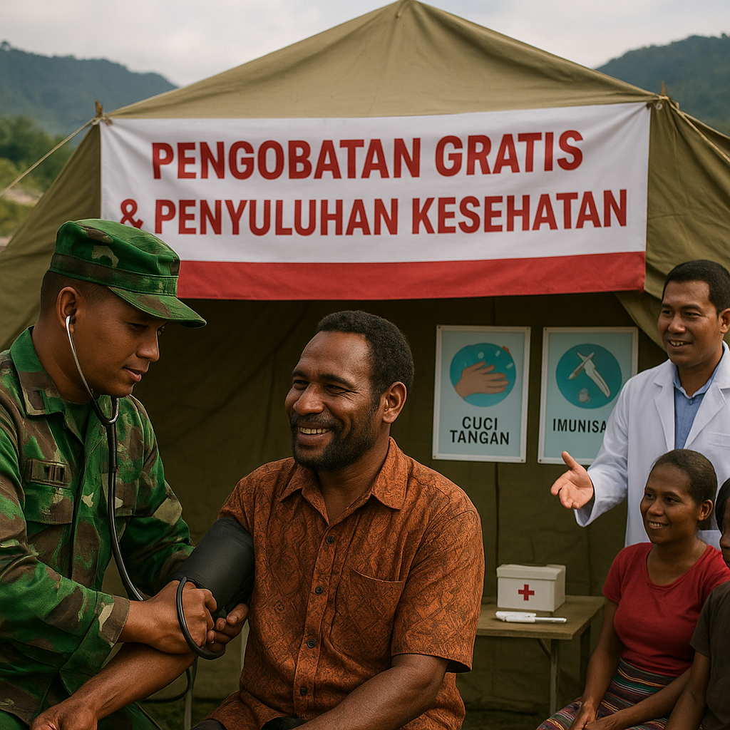 Satgas TNI di Perbatasan Papua Gelar Pengobatan Gratis dan Penyuluhan Kesehatan