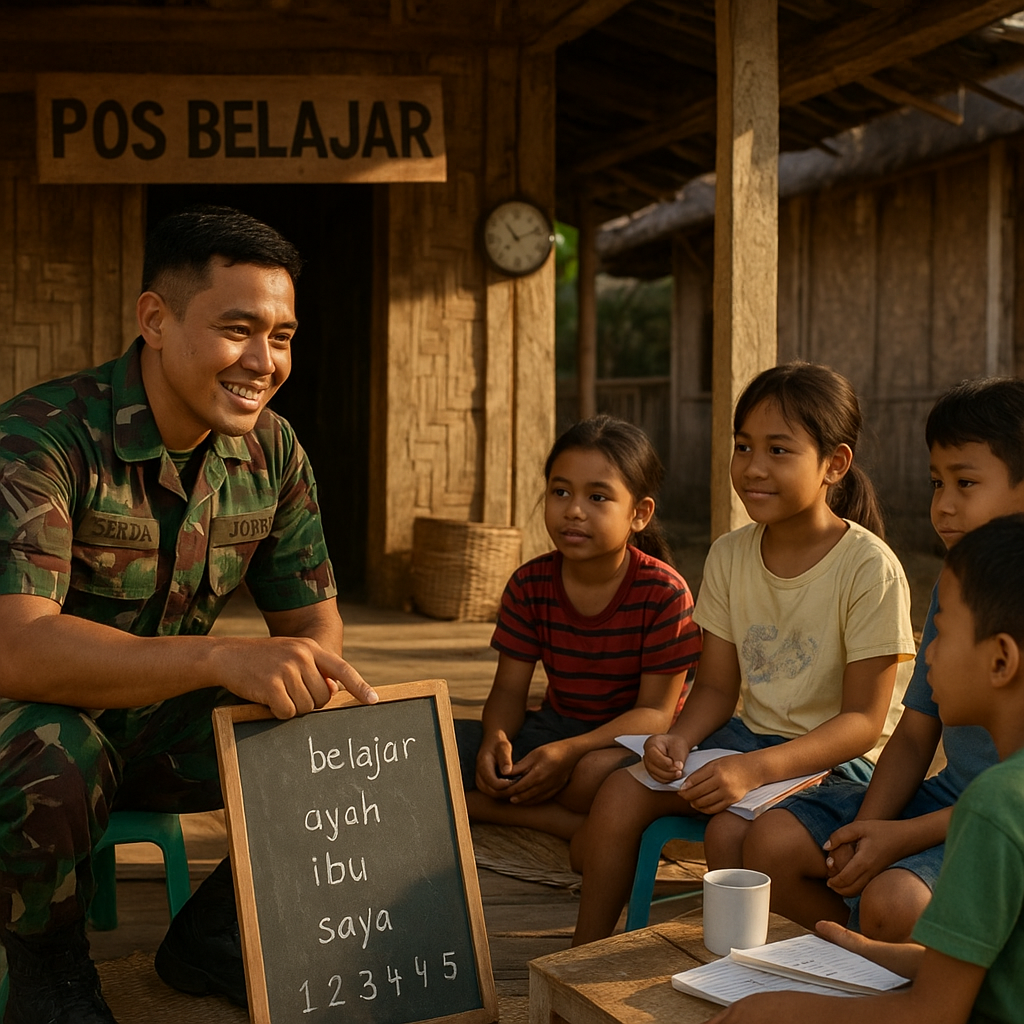 Kisah Hangat Bintara Pembina Desa di Lombok yang Jadi Guru Dadakan untuk Anak-anak